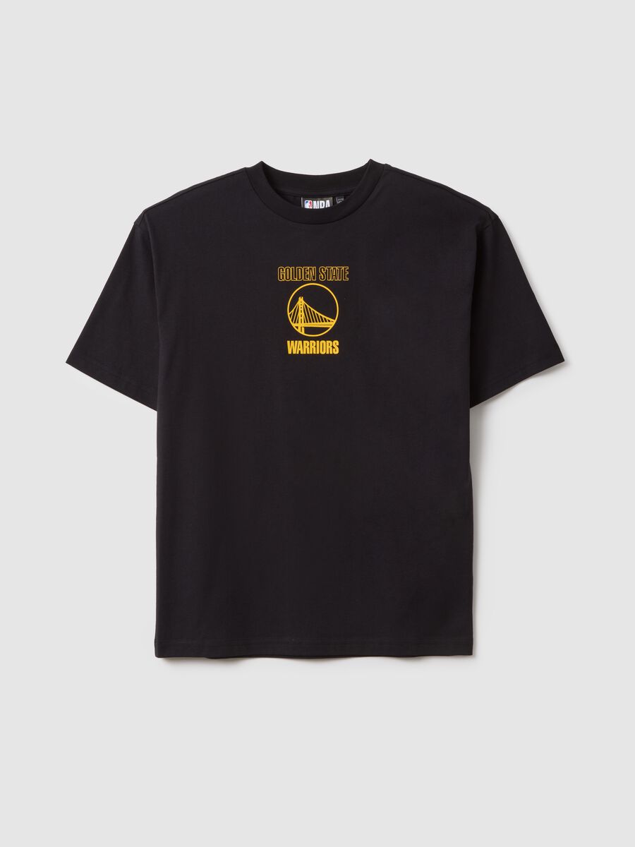 Children's black pure cotton oversized fit T-shirt with Golden State logo_3