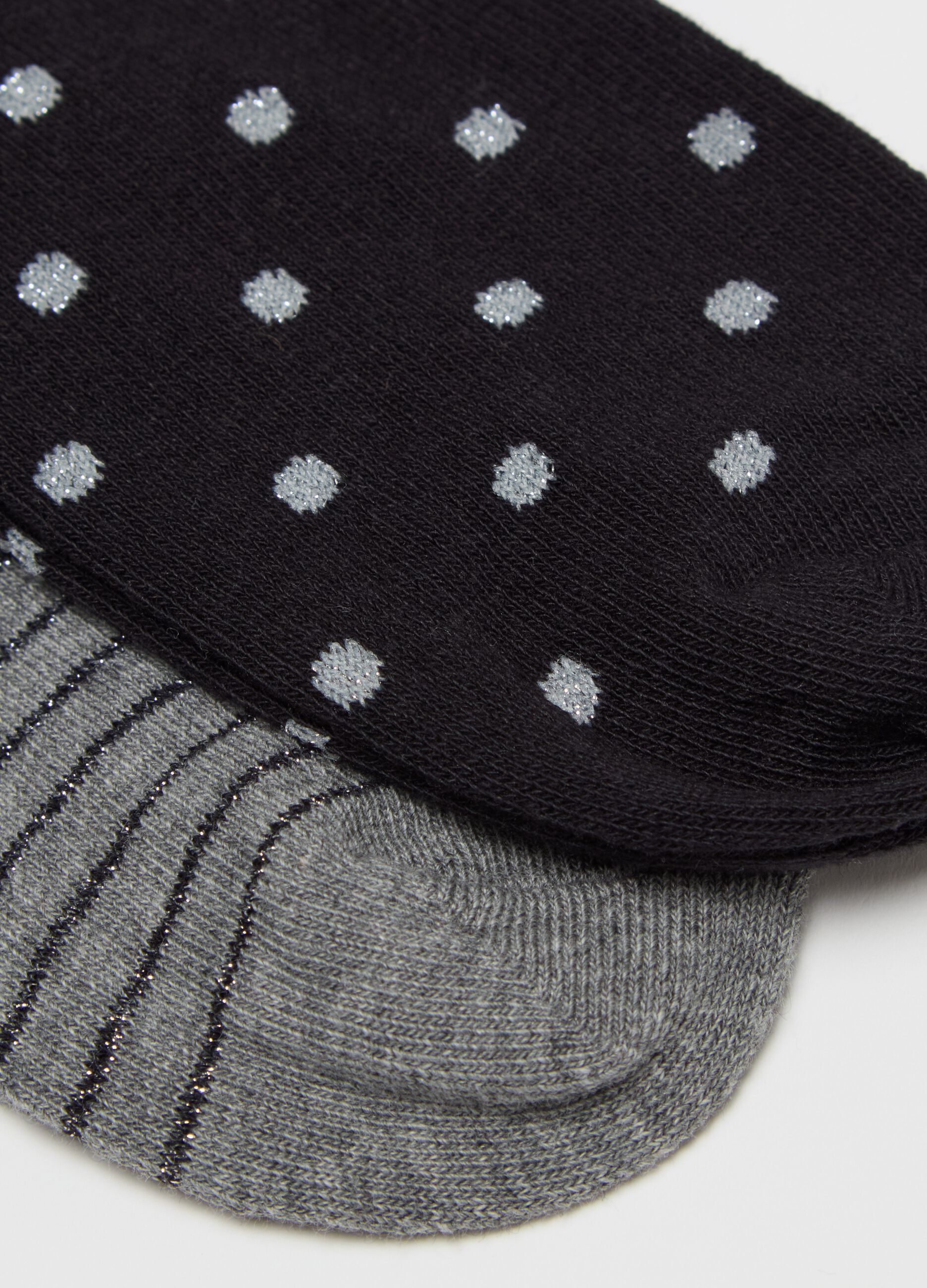 Three-pair pack short socks in patterned lurex