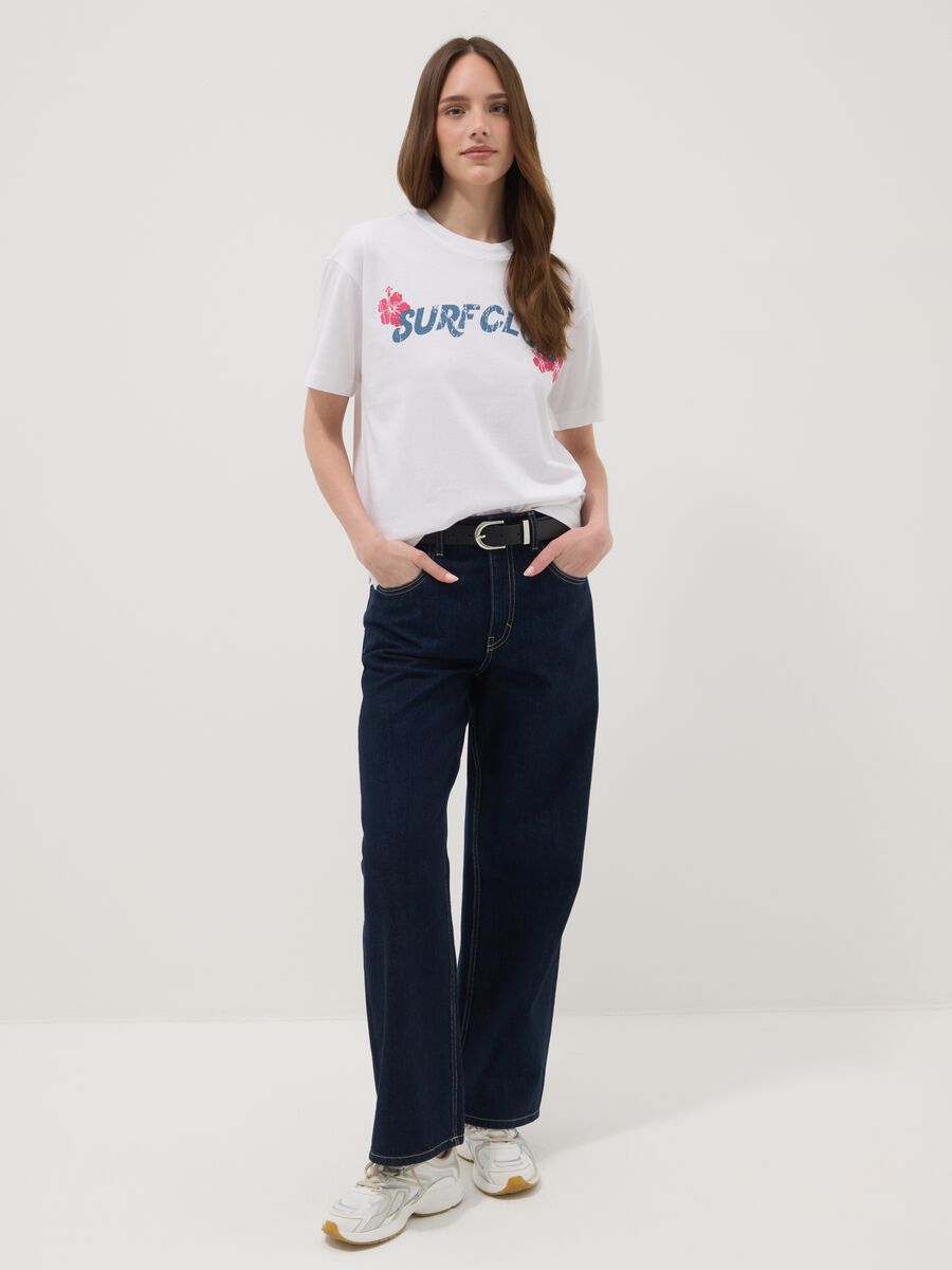 White pure cotton T-shirt, regular fit with lettering_2