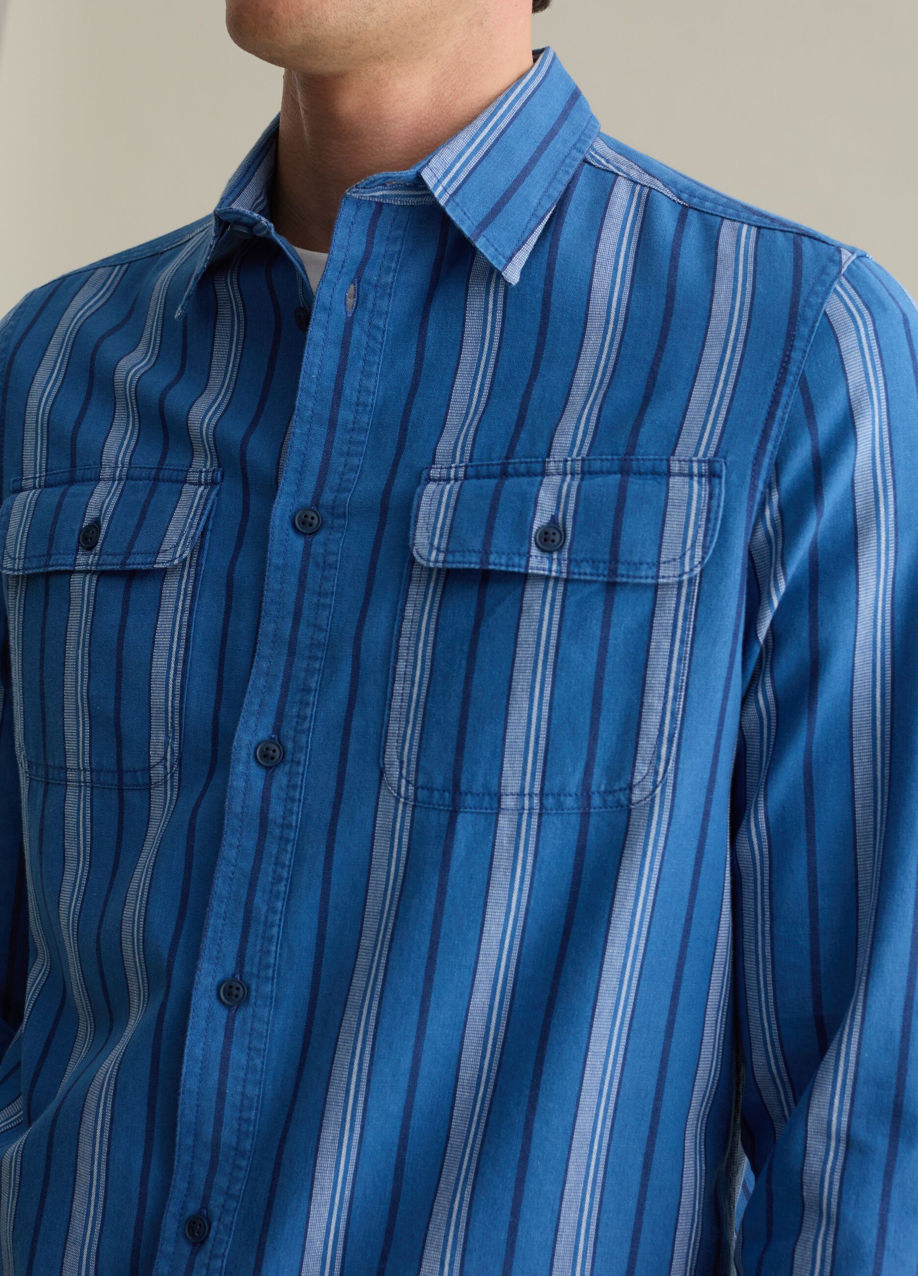Striped cotton shacket