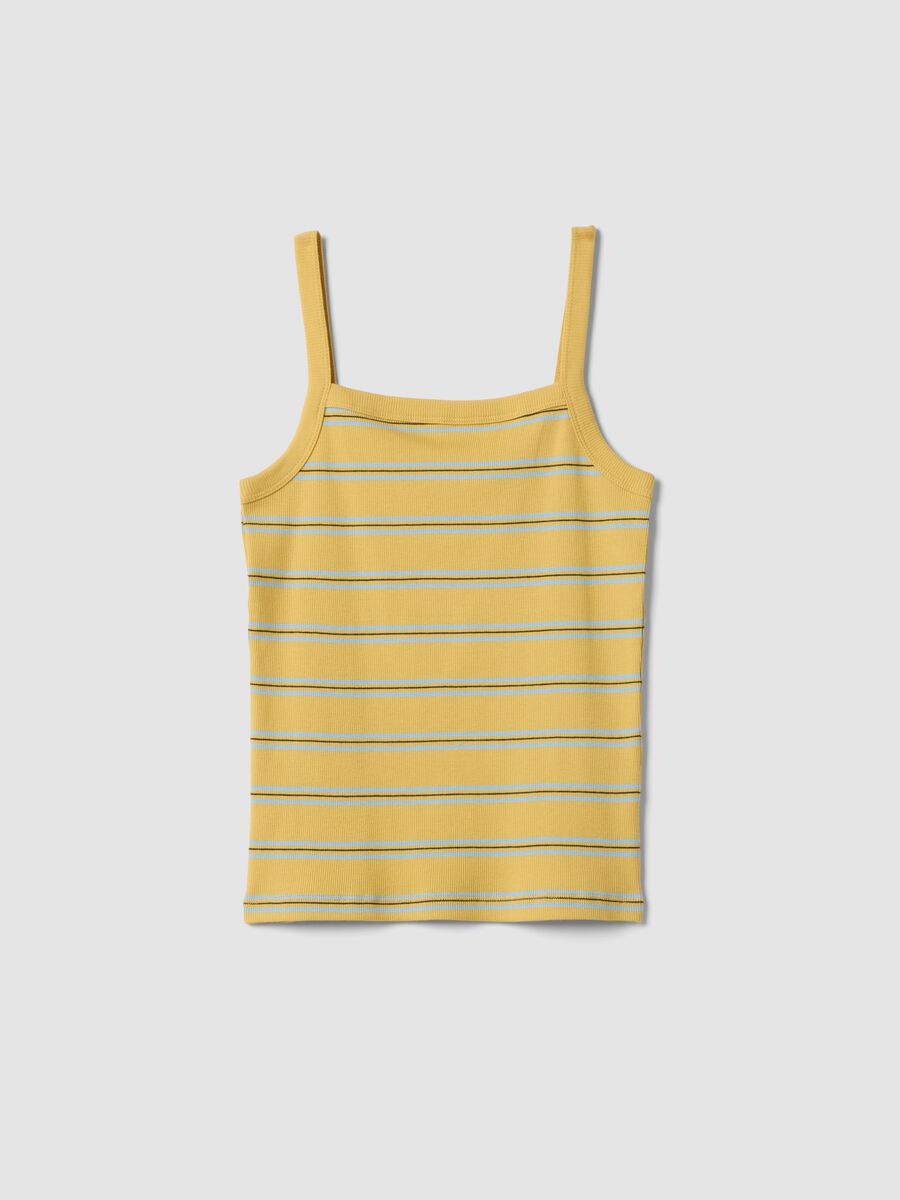Tank top giallo in puro cotone a righe regular fit_5