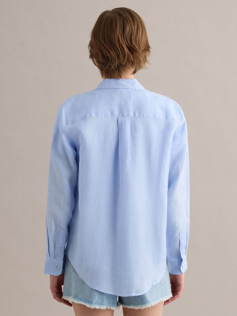 Light Blue Pure Linen Shirt, Regular Fit_3