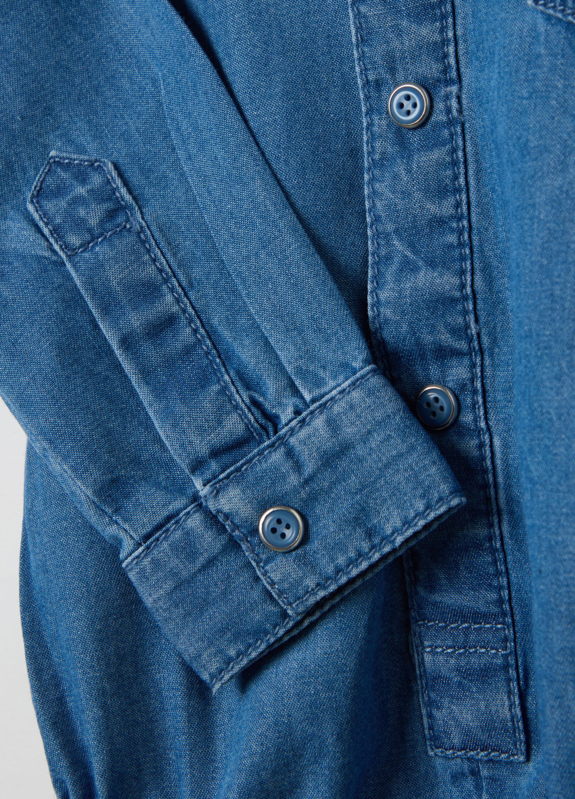 Body camicia in denim con tasca 