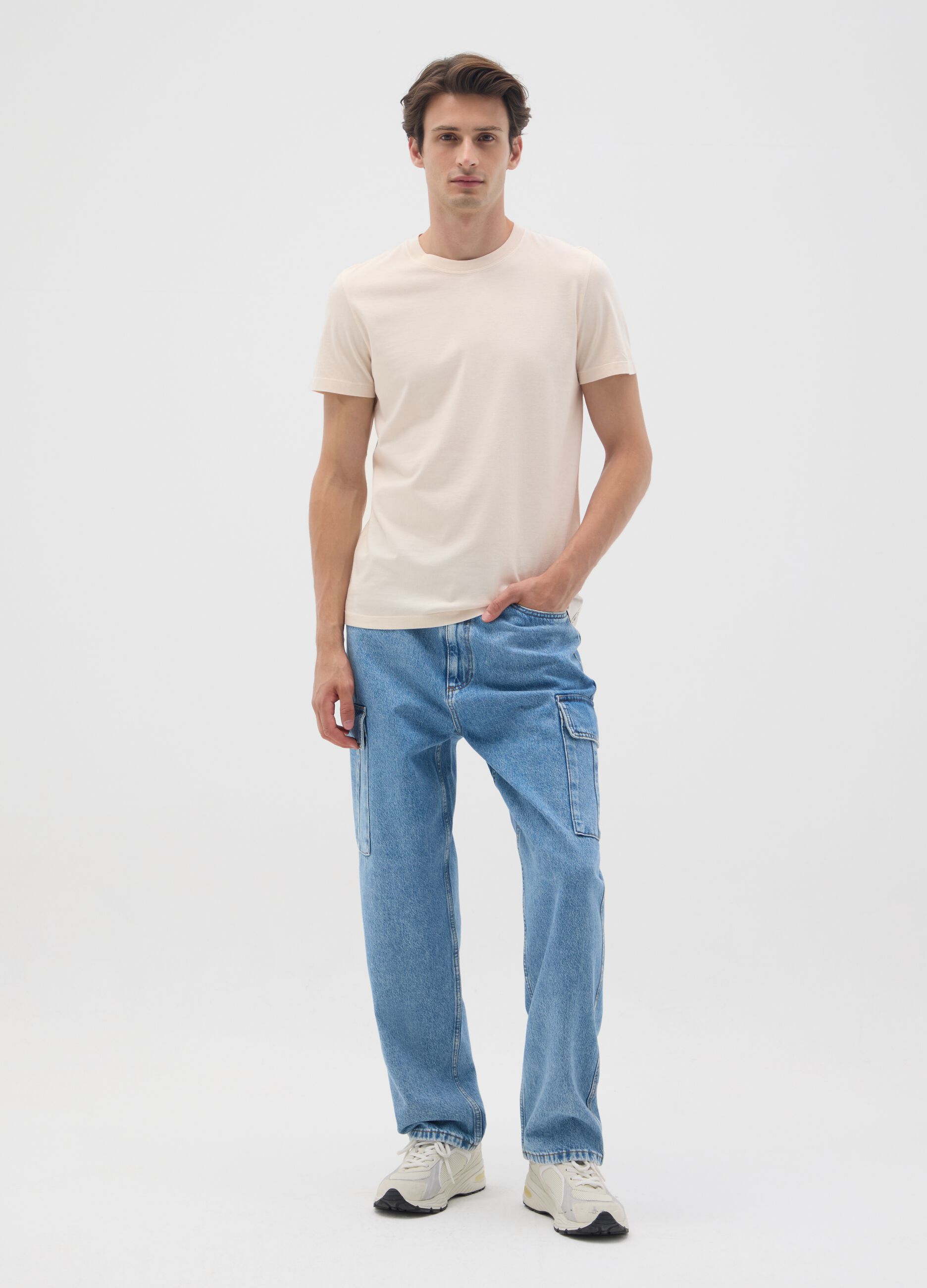 White pure cotton regular fit T-shirt