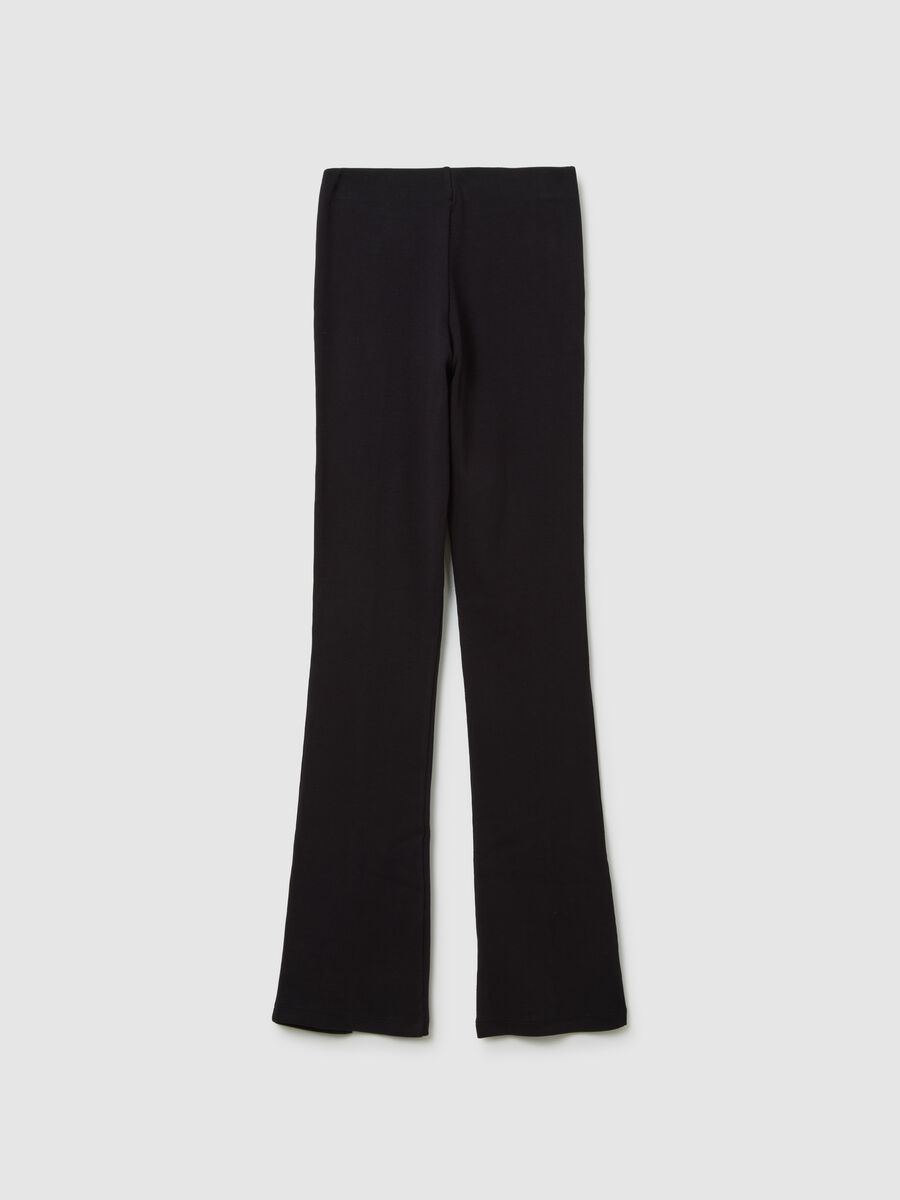 Leggings da ragazza in cotone elasticizzato nero flare fit_1