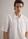 White pure linen regular fit shirt with bowling collar_0