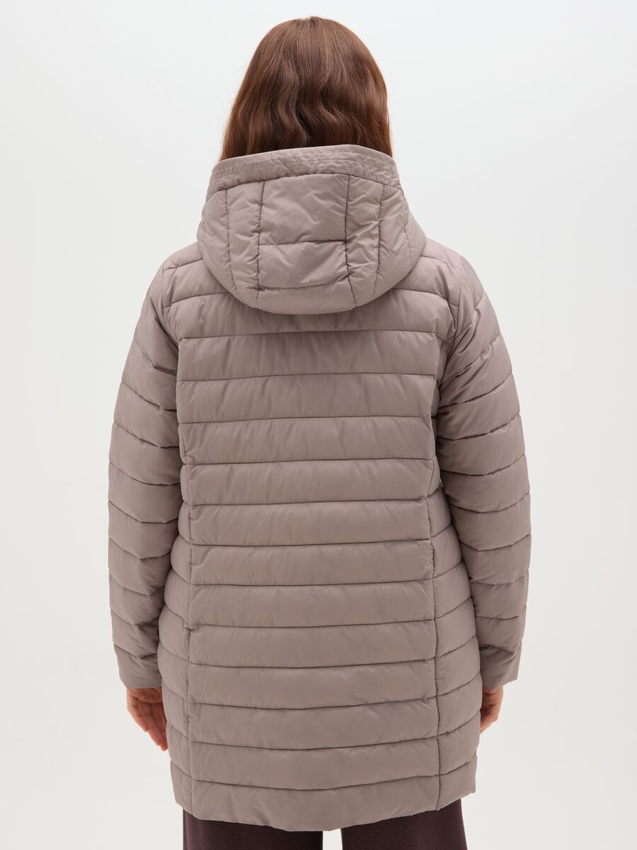Beige padded jacket regular fit with hood_2