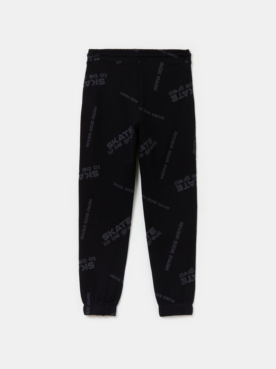 Fleece joggers with drawstring and print_1