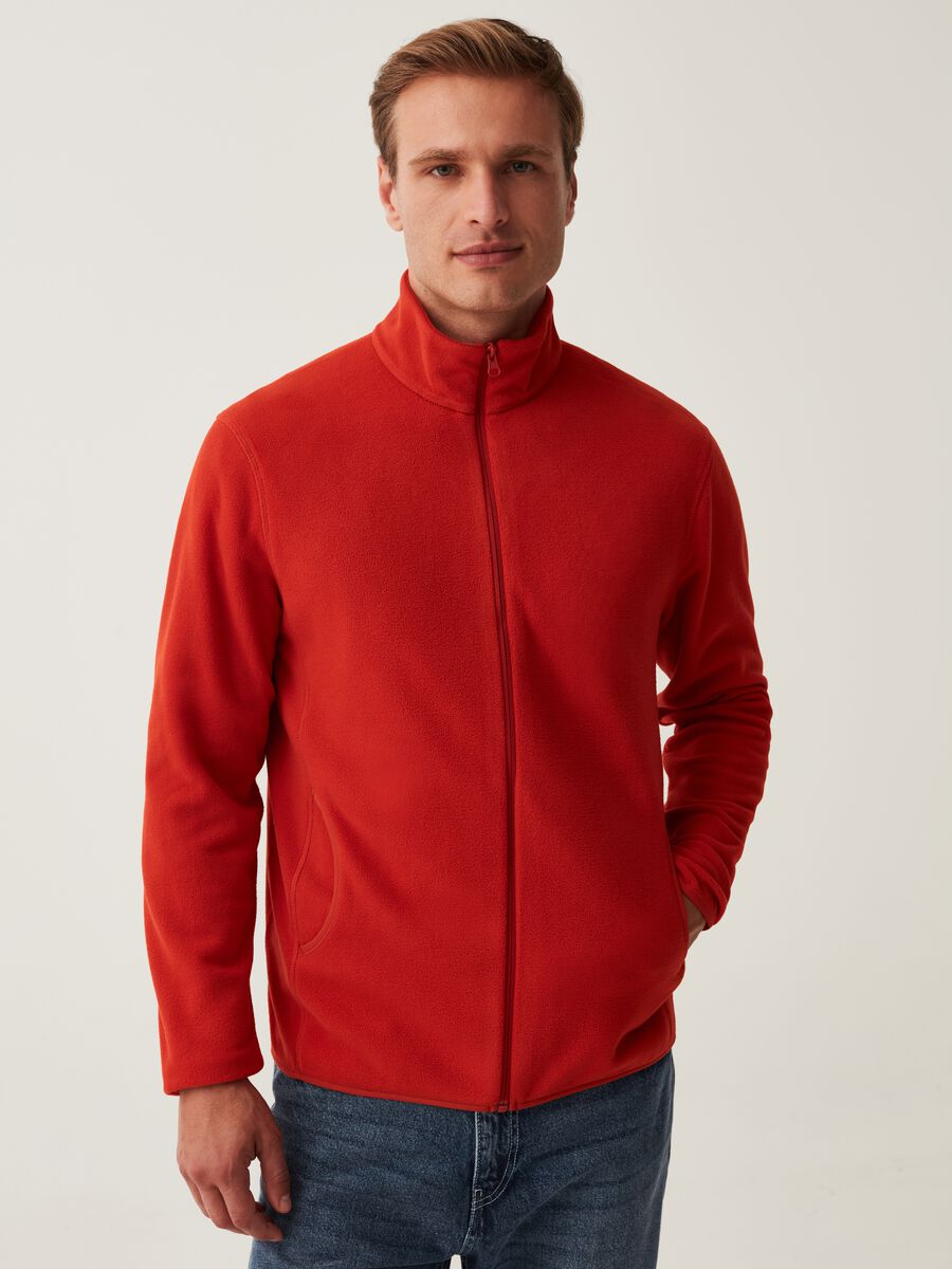Fleece full-zip sweatshirt with high neck_1