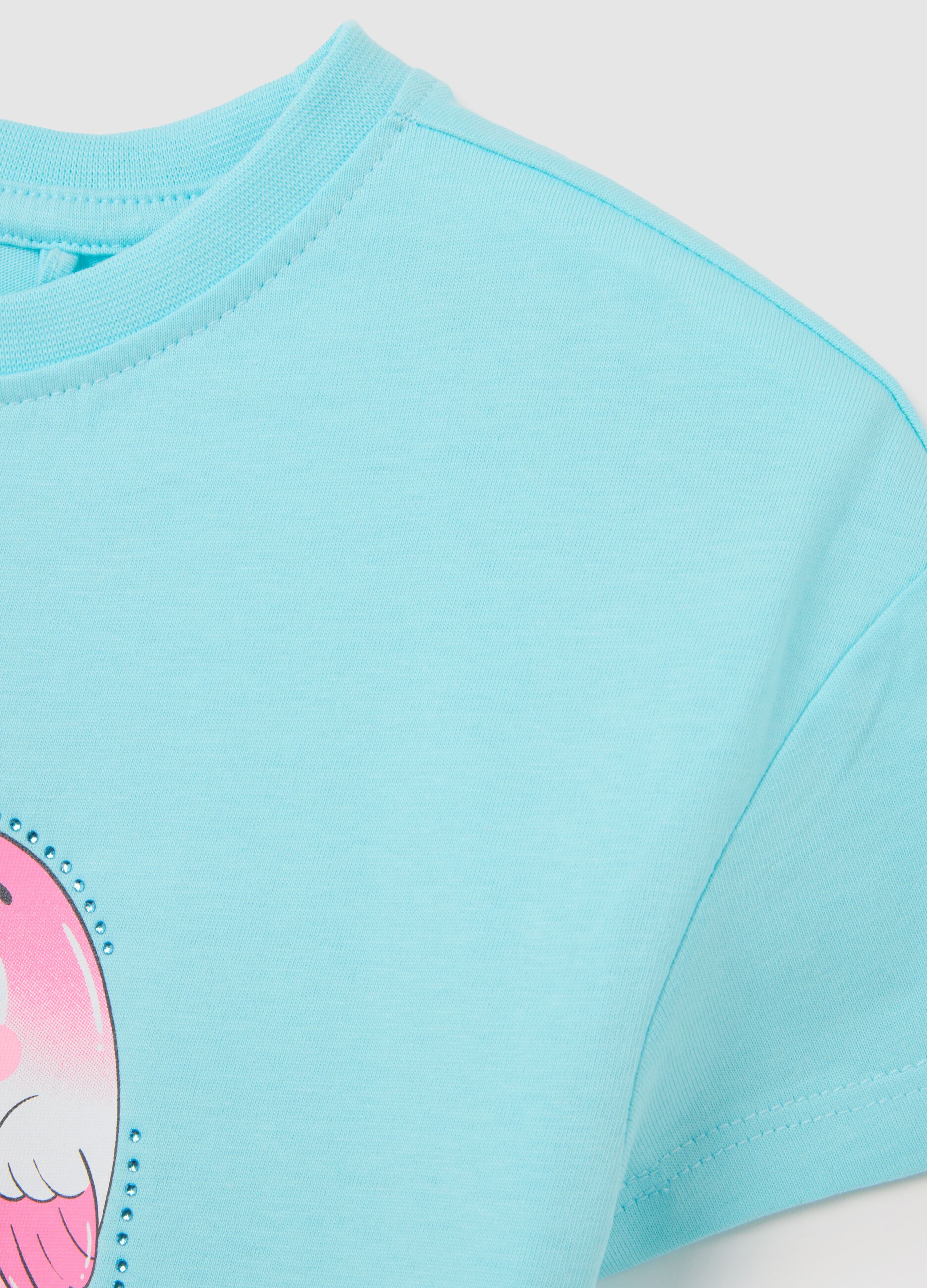 Girl's pure cotton azure t-shirt regular fit with print