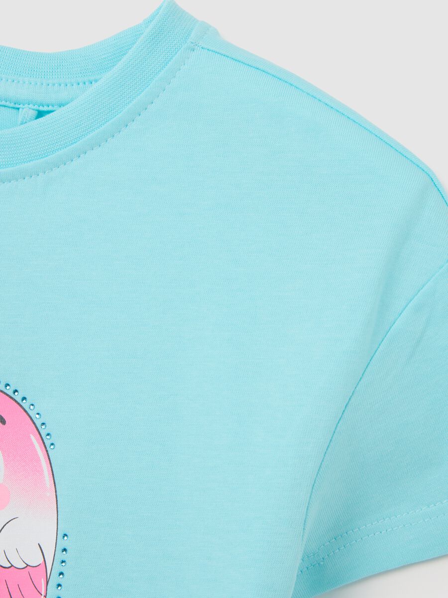 T-shirt da bambina in puro cotone azzurra regular fit con stampa_2