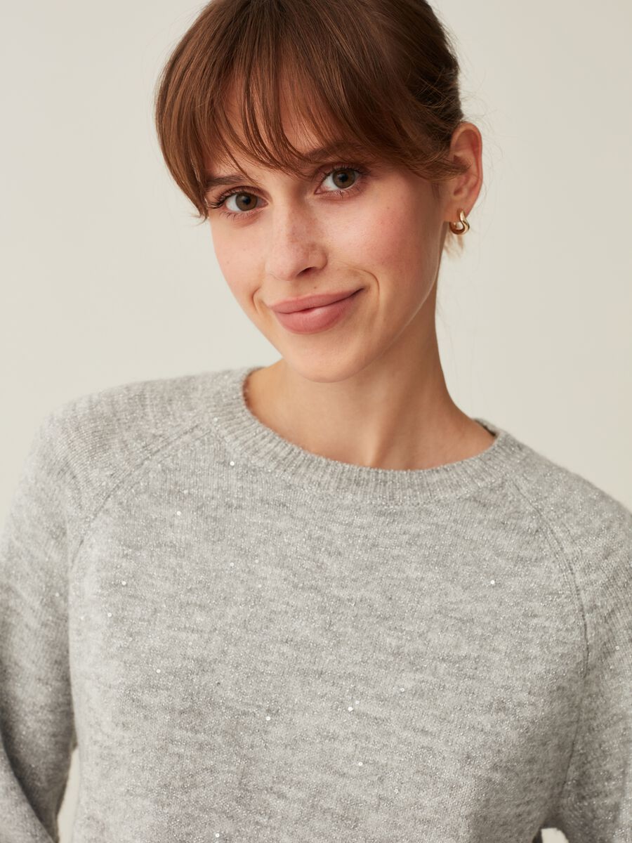 Pullover in lurex con micro paillettes_1