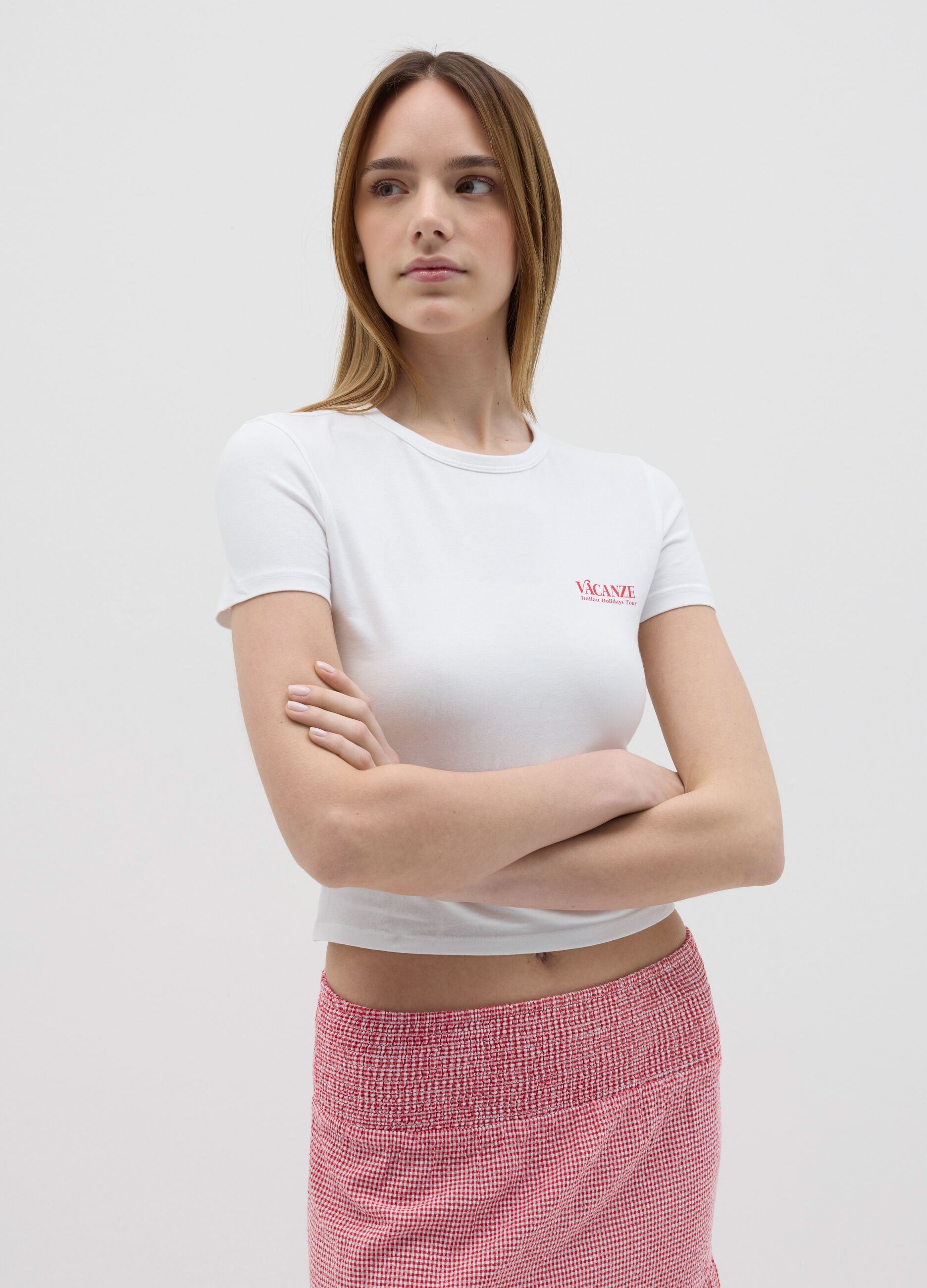 Short-sleeved T-shirt with "Dolce Vita" print