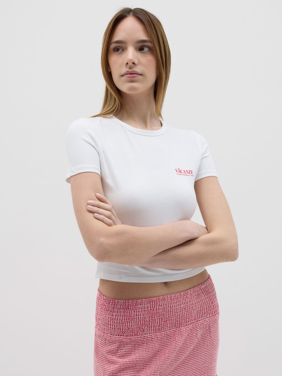 Short-sleeved T-shirt with "Dolce Vita" print_0