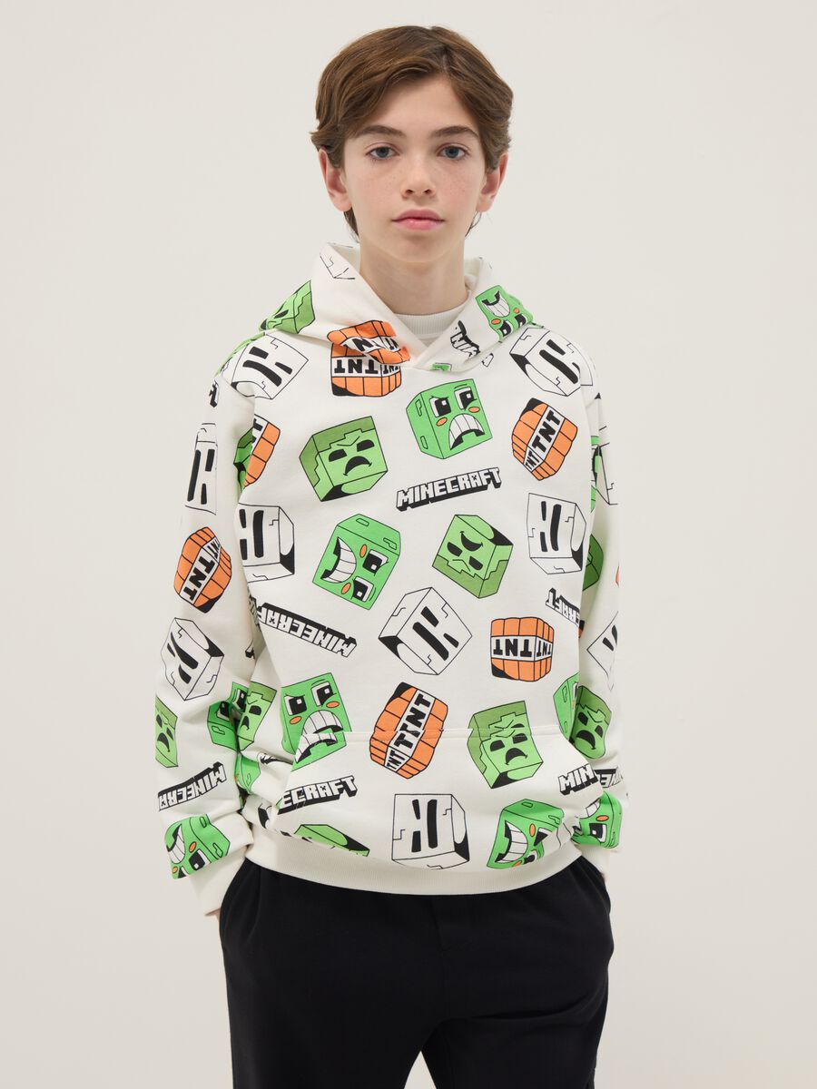 Multicolour cotton blend Minecraft hoodie for boys_0