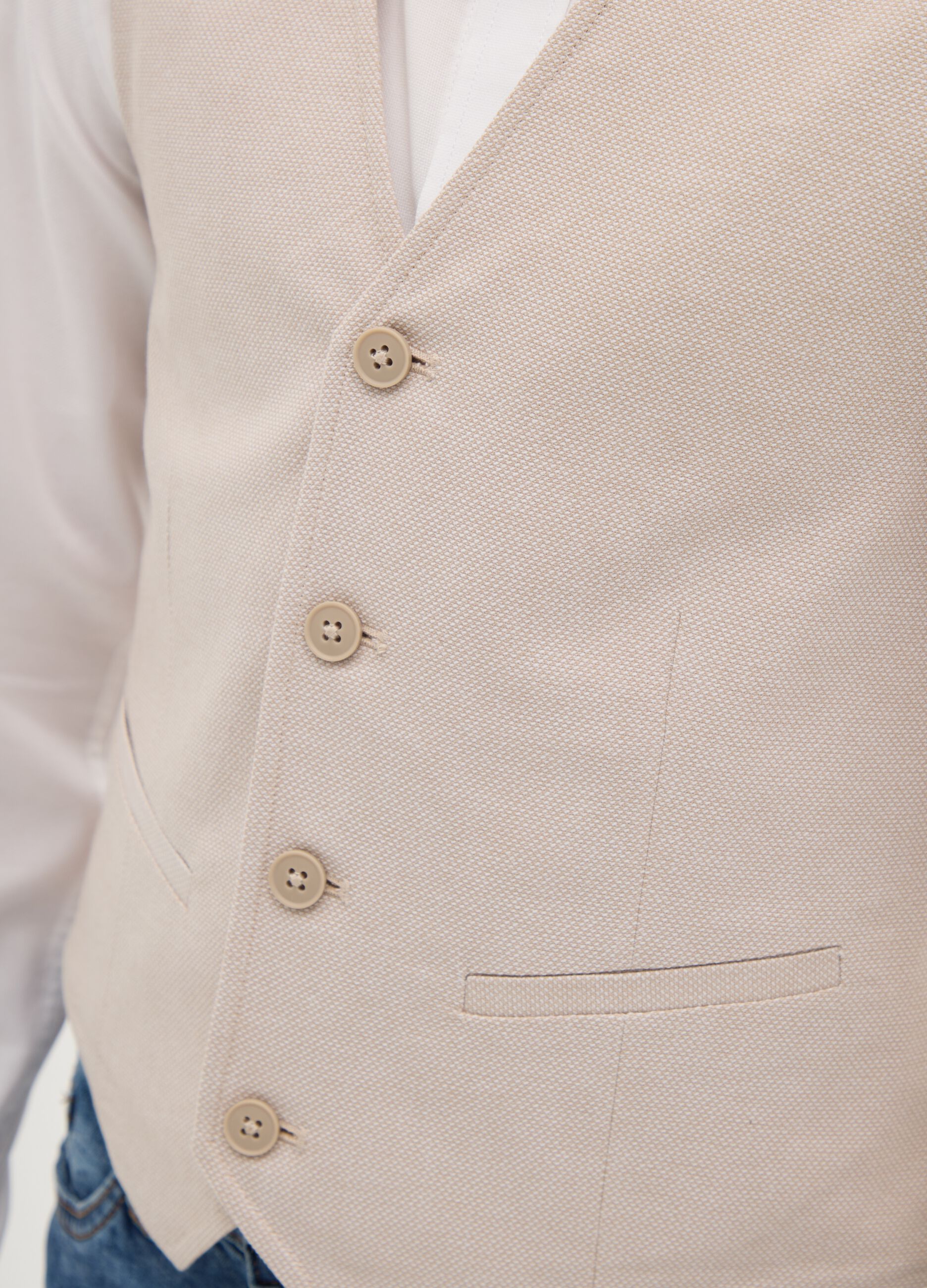 Gilet per ragazzo in puro cotone beige slim fit
