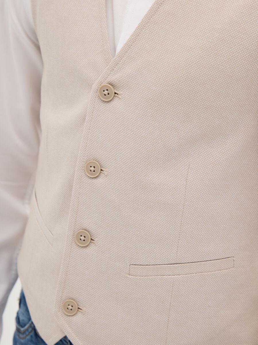 Gilet per ragazzo in puro cotone beige slim fit_1