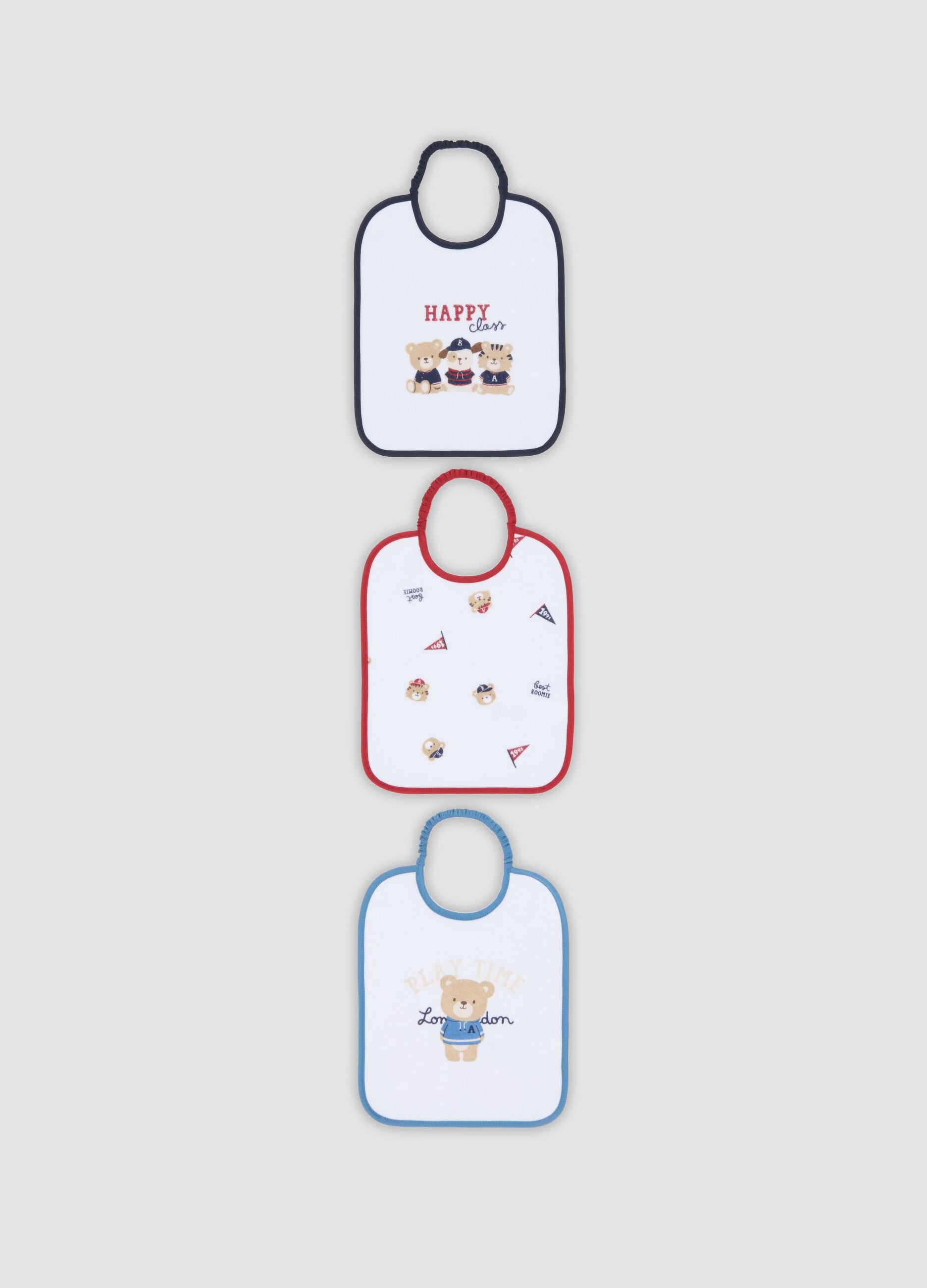 3-pack of white organic cotton baby bibs