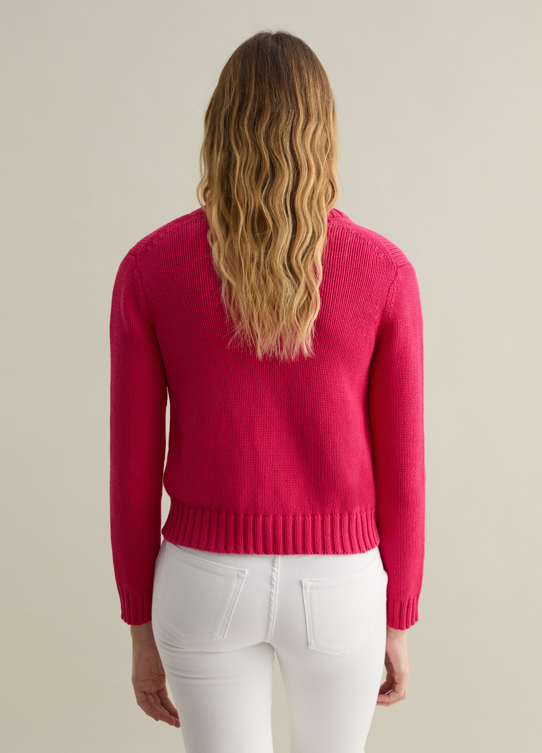 Cardigan with round neck in cotton