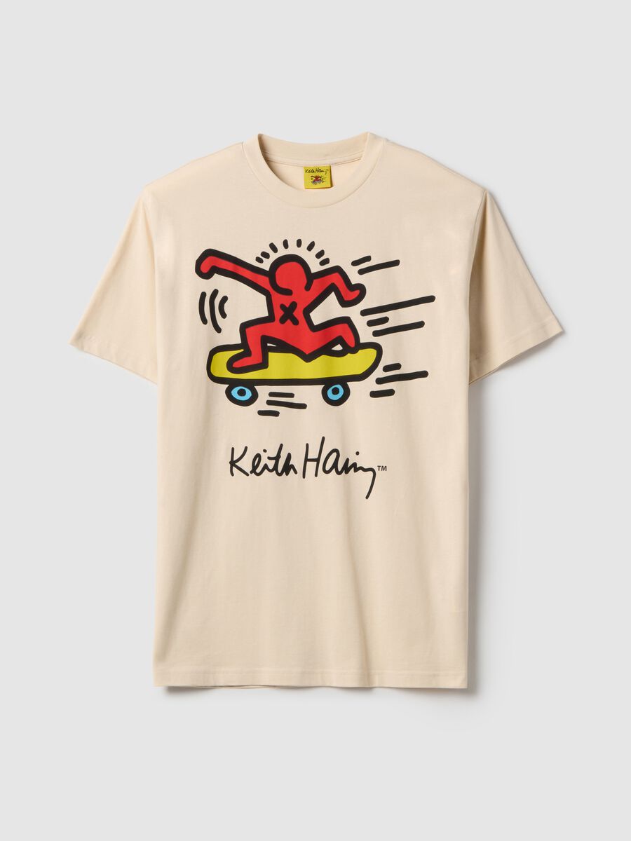 T-shirt in puro cotone beige regular fit con stampa_4