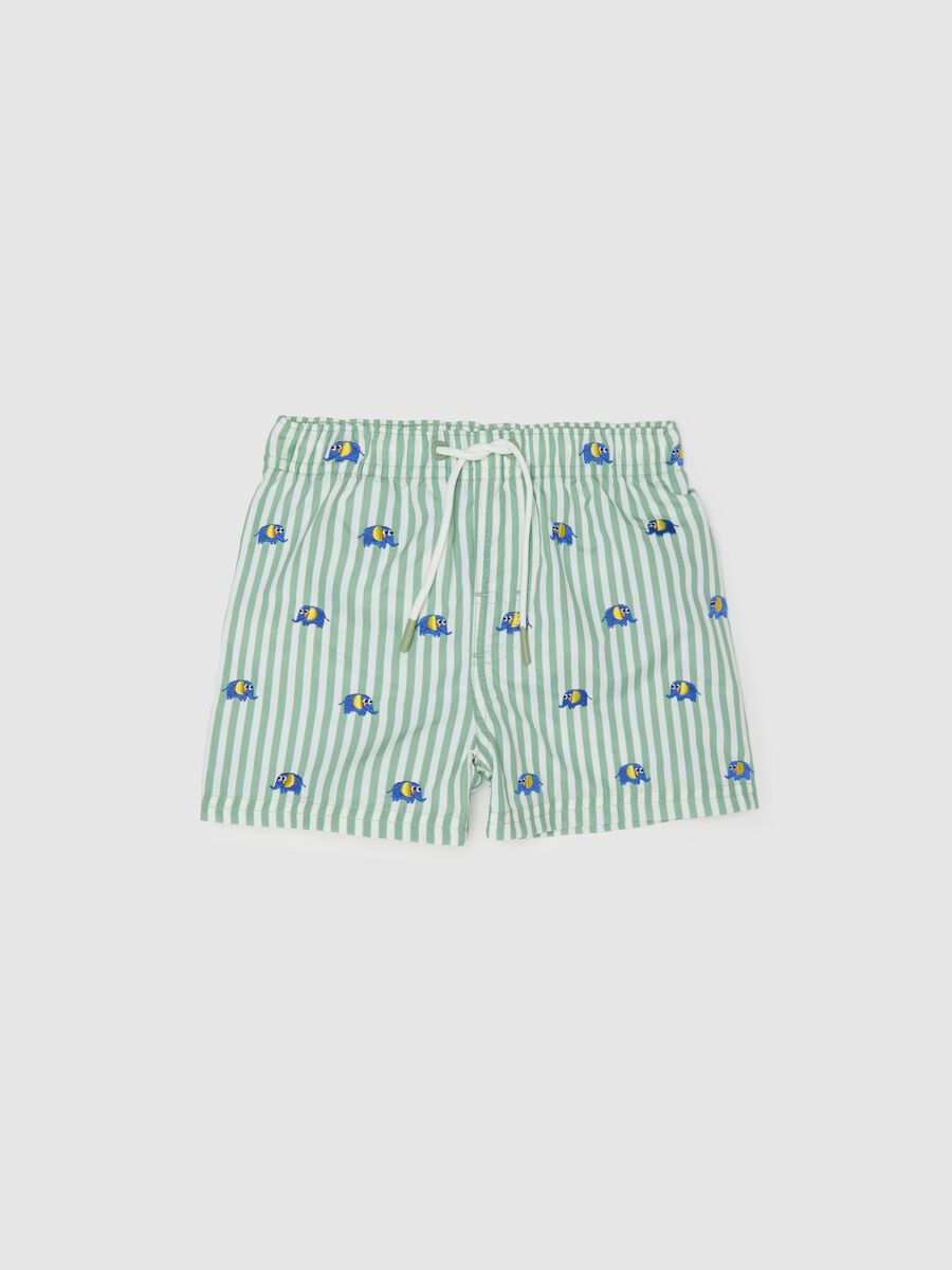 Boy's regular fit boxer shorts in multicoloured blend with green stripes_0