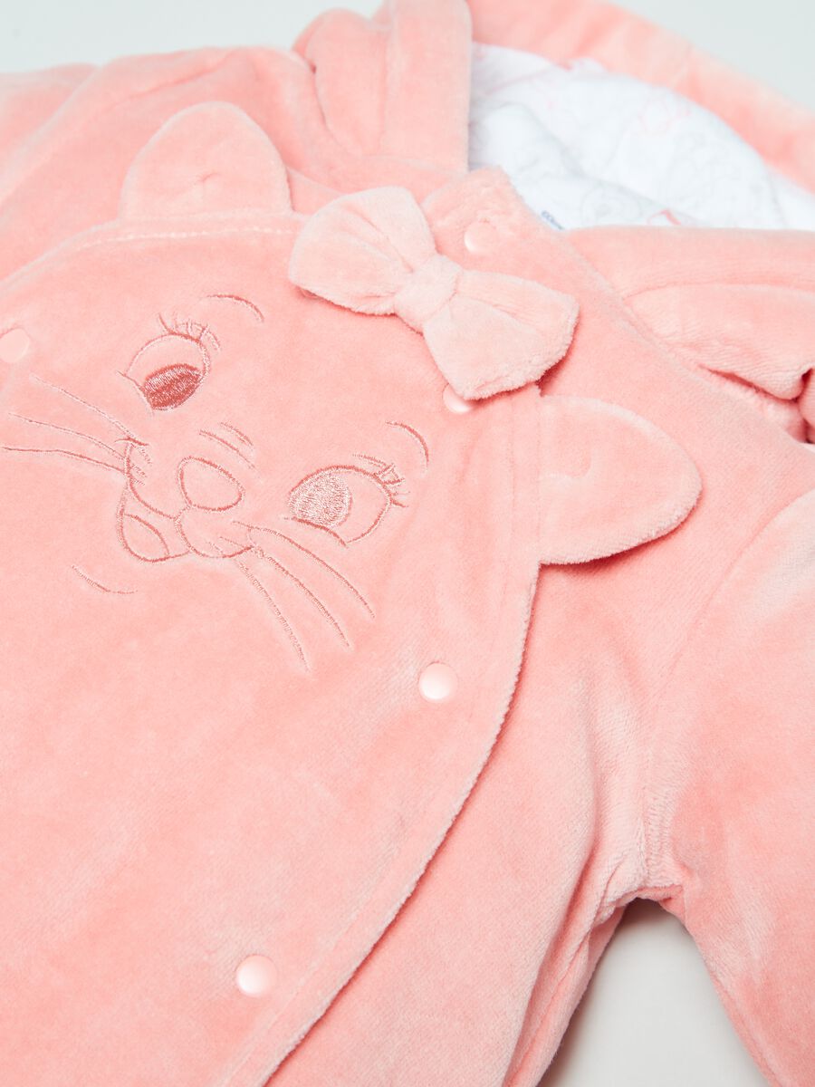 Tutina in velour con piedini e ricamo Minu_2