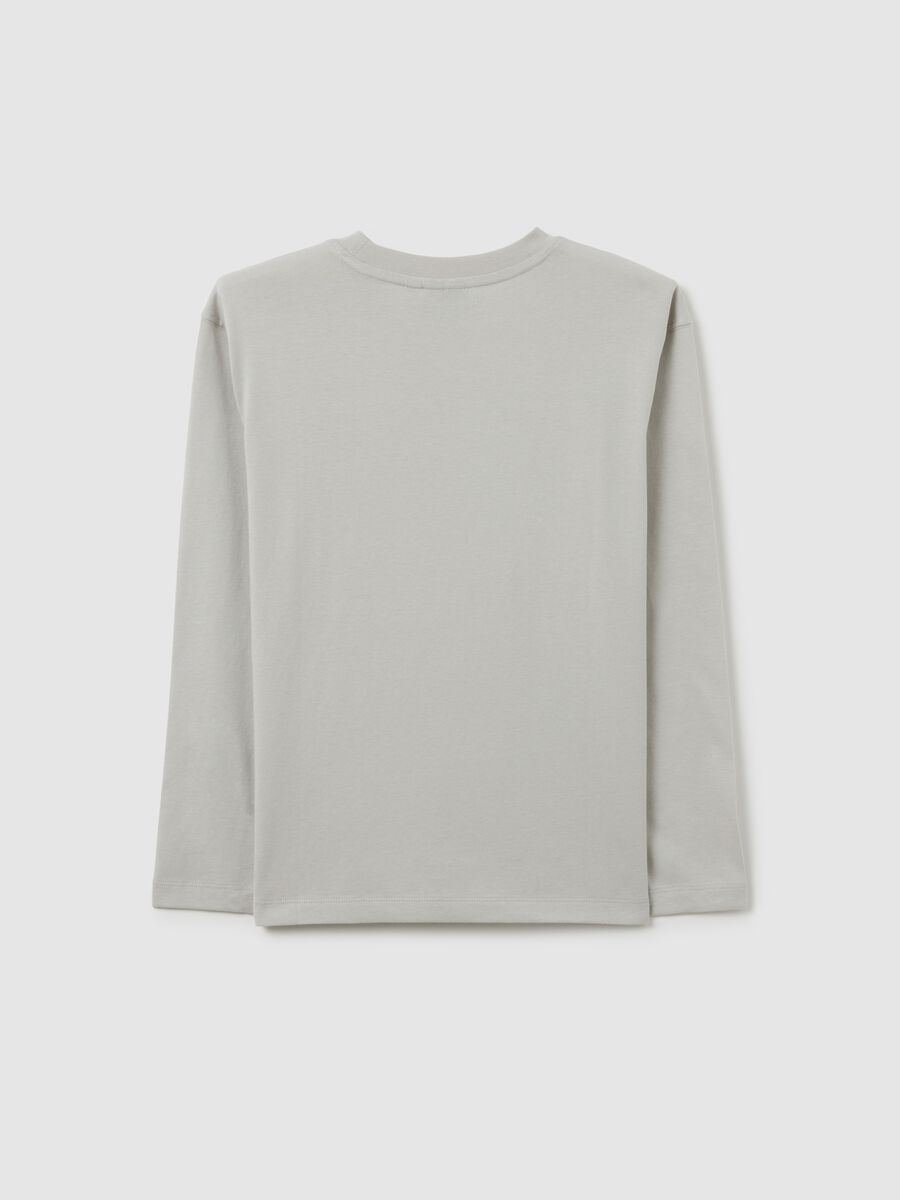 T-shirt grigia da bambino in puro cotone vestibilità over con stampe_1