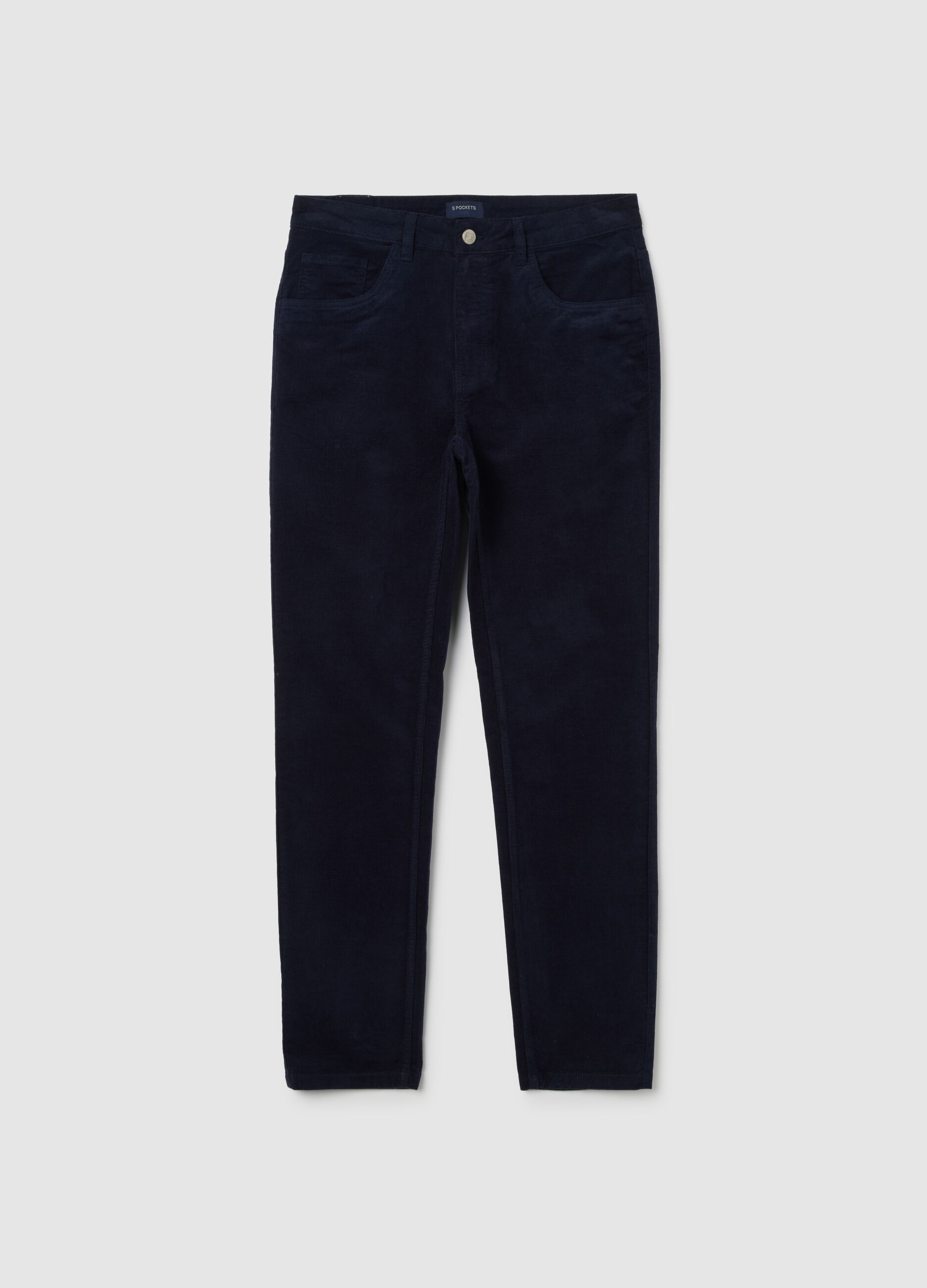 Slim fit blue stretch cotton trousers