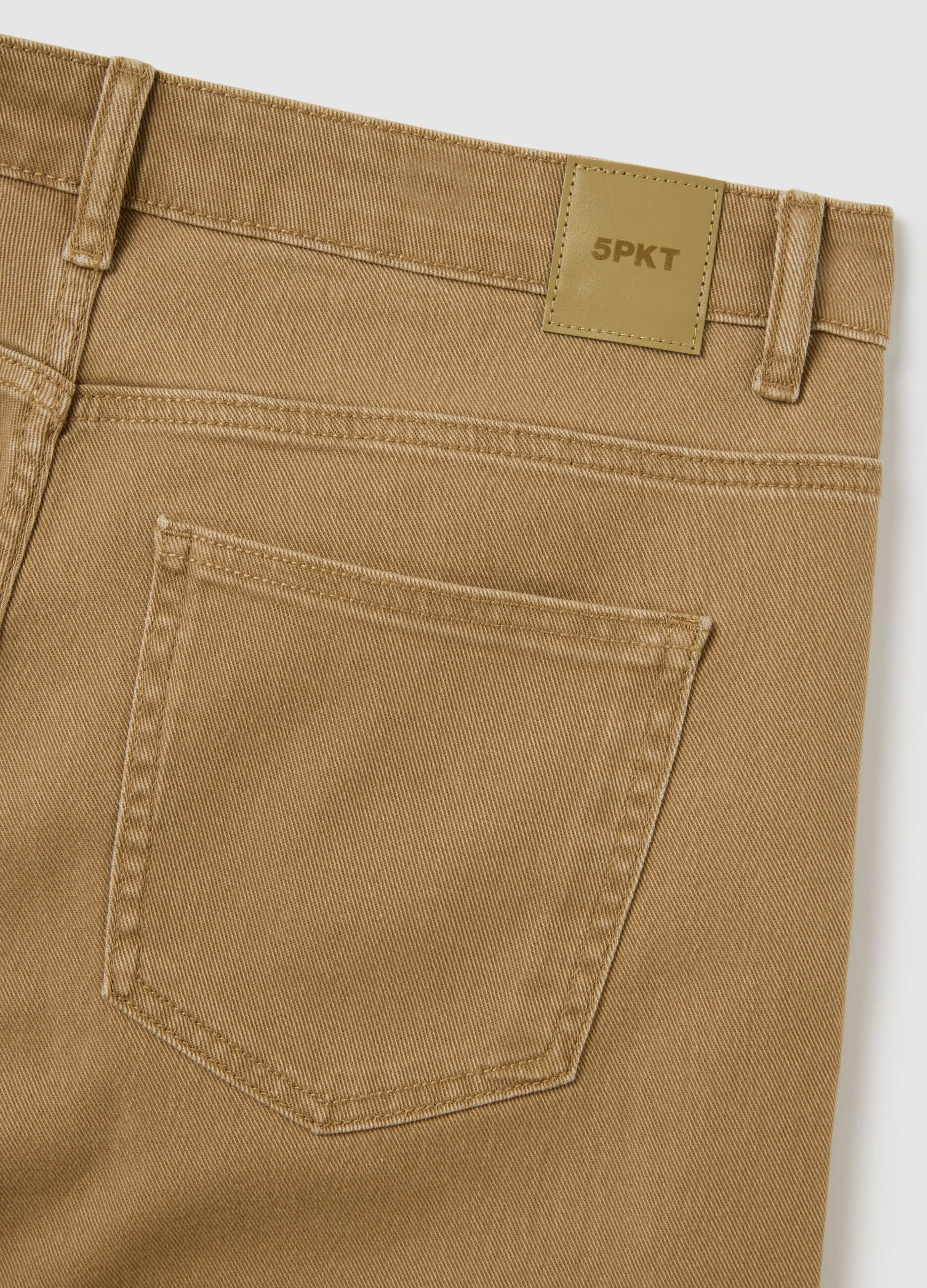 Pantaloni in cotone elasticizzato beige slim fit
