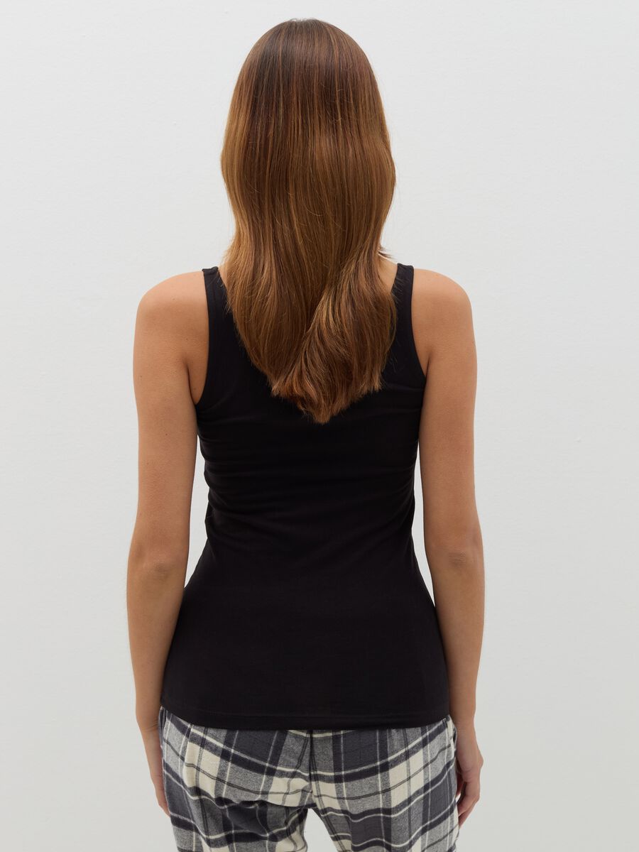 Canottiera basic in cotone stretch nera_2