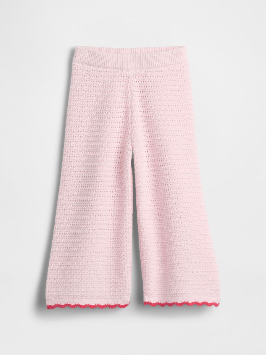 Pure cotton wide-leg trousers with eyelet detailing_0