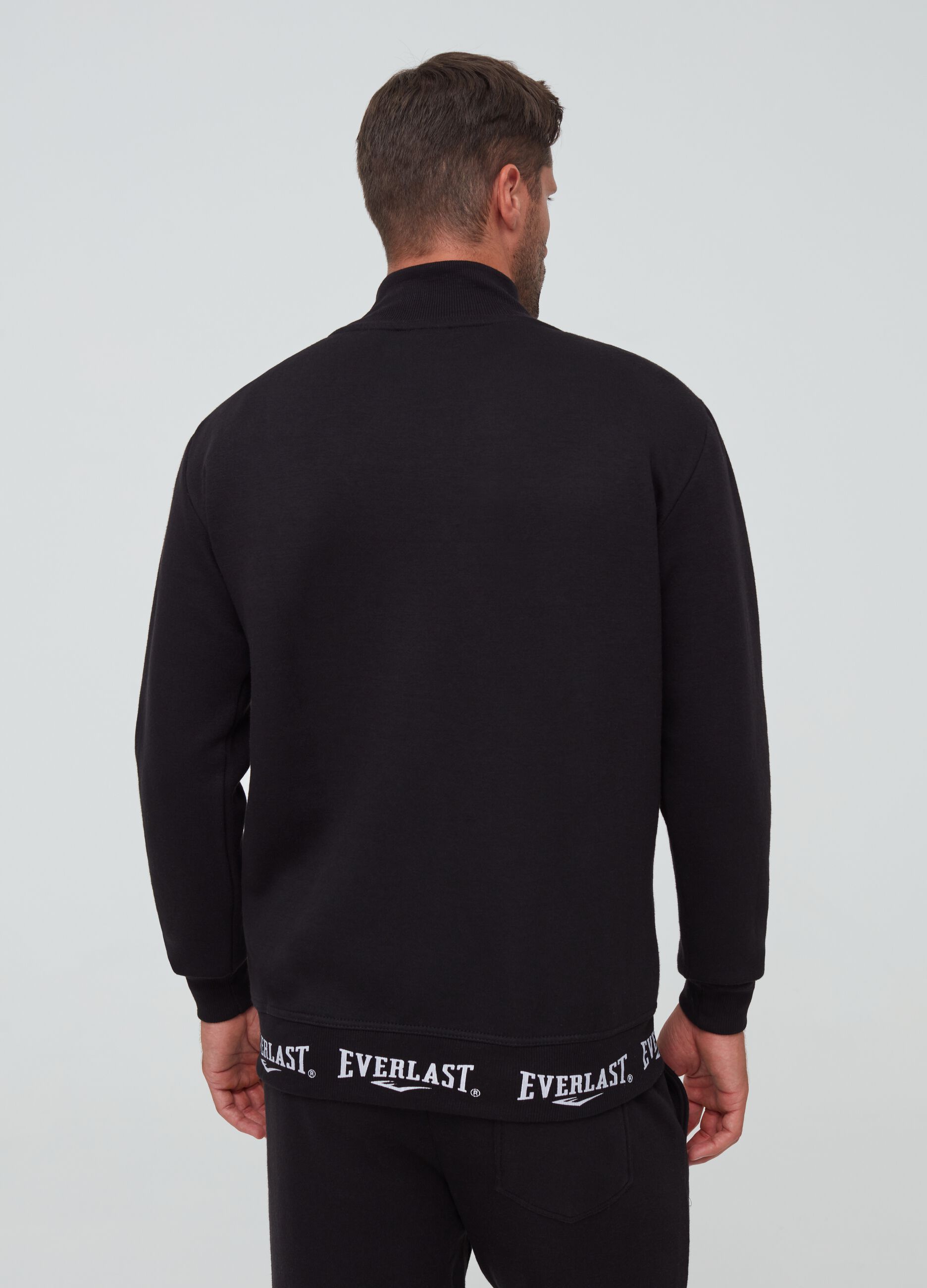 Full-zip sweatshirt with high neck and Everlast print