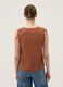 Brown pure cotton V-neck blouse_3