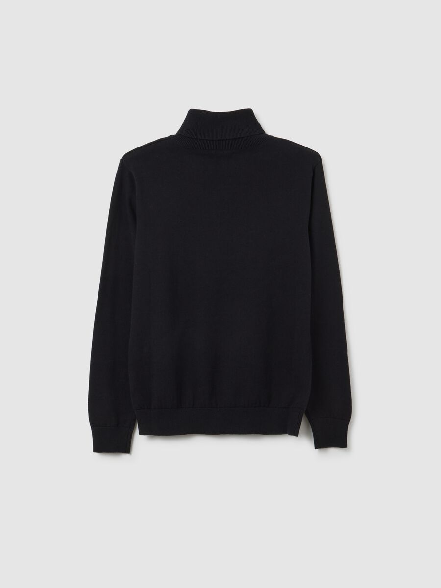 Maglione nero a collo alto da ragazzo in puro cotone regular fit_1