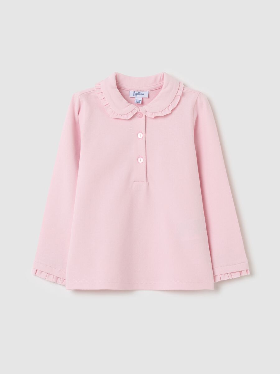 Long-sleeved polo shirt with frills_0