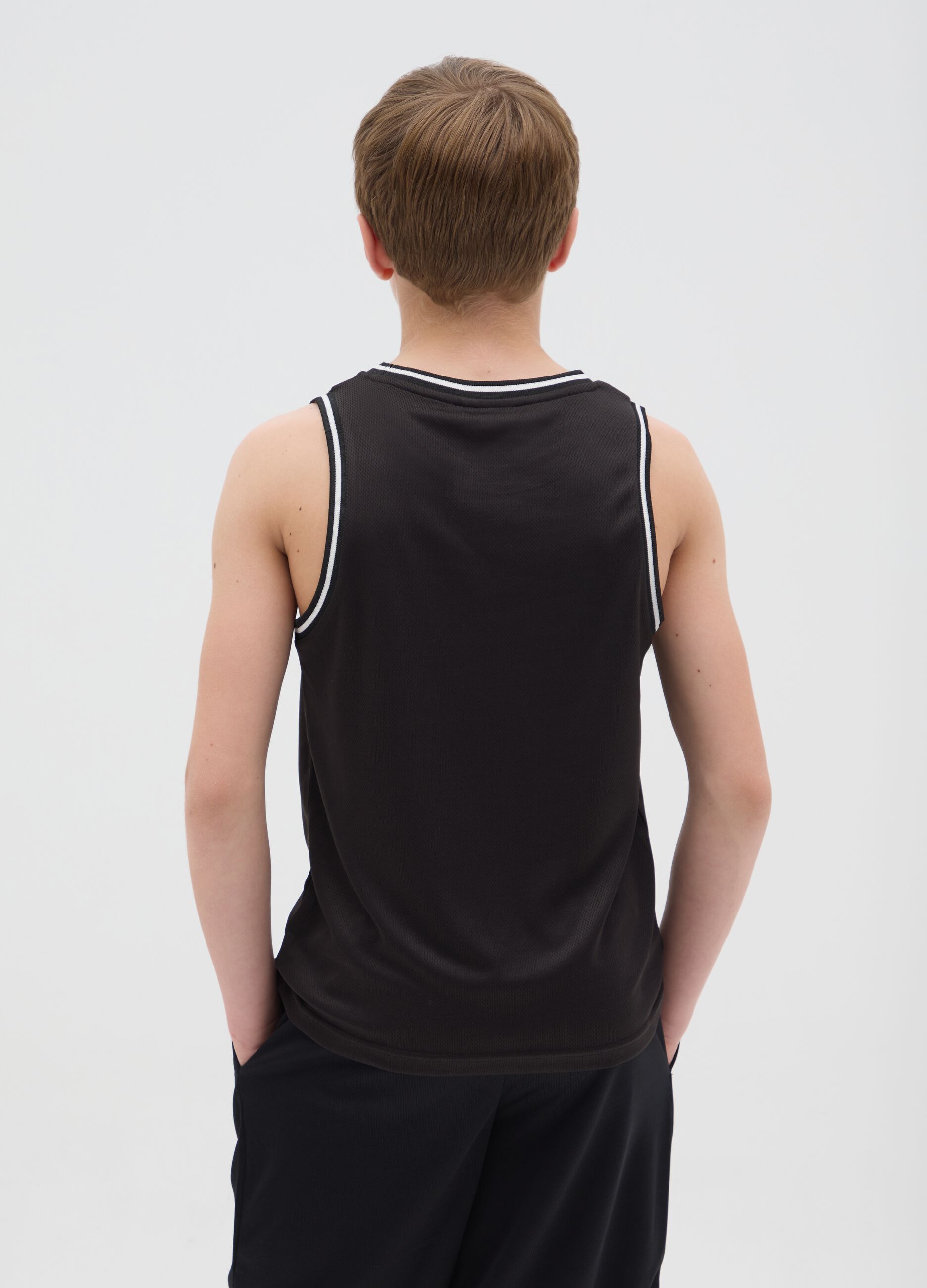 Canotta da ragazzo in nero relaxed fit con logo Everlast