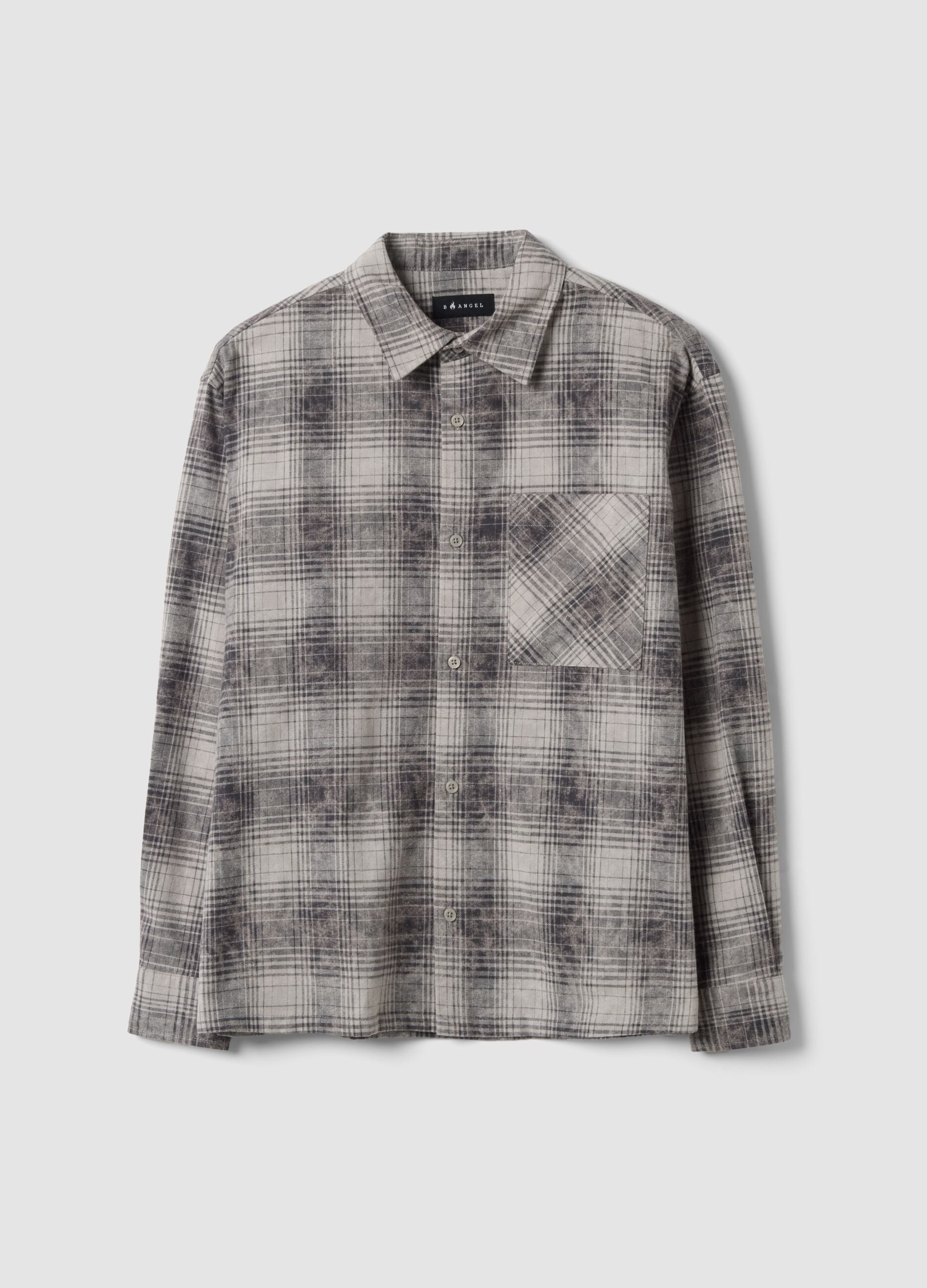 Camicia grigia a quadri in puro cotone
