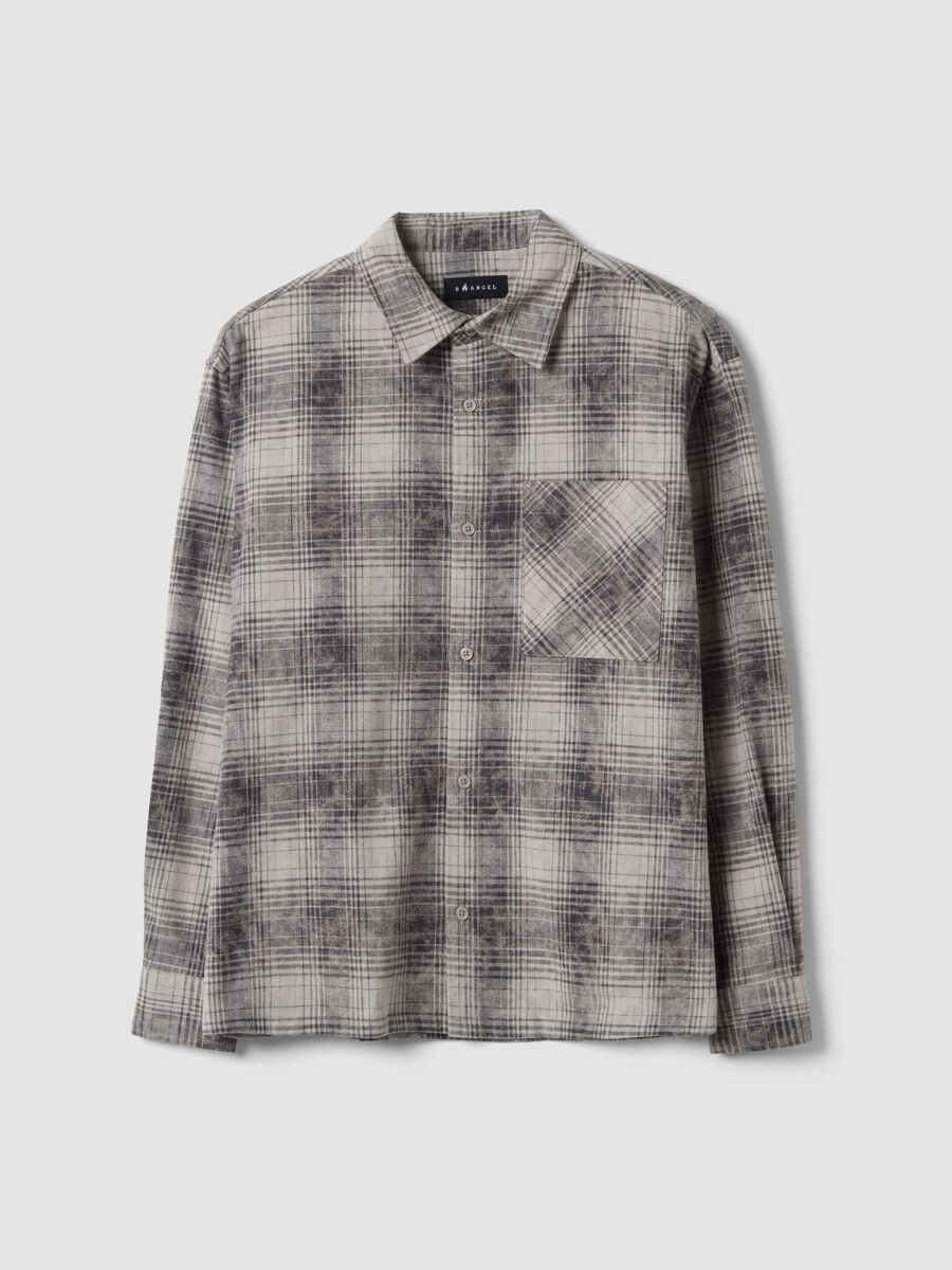 Grey checked pure cotton shirt_0
