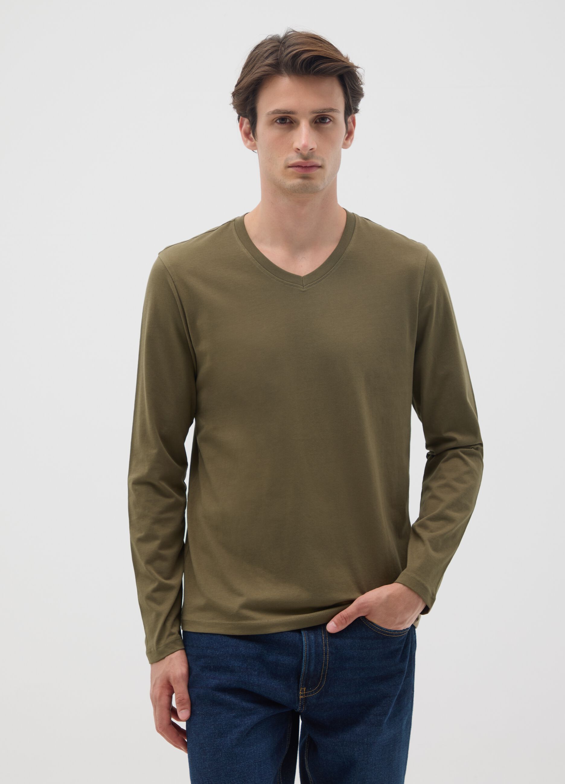 T-shirt in puro cotone verde regular fit