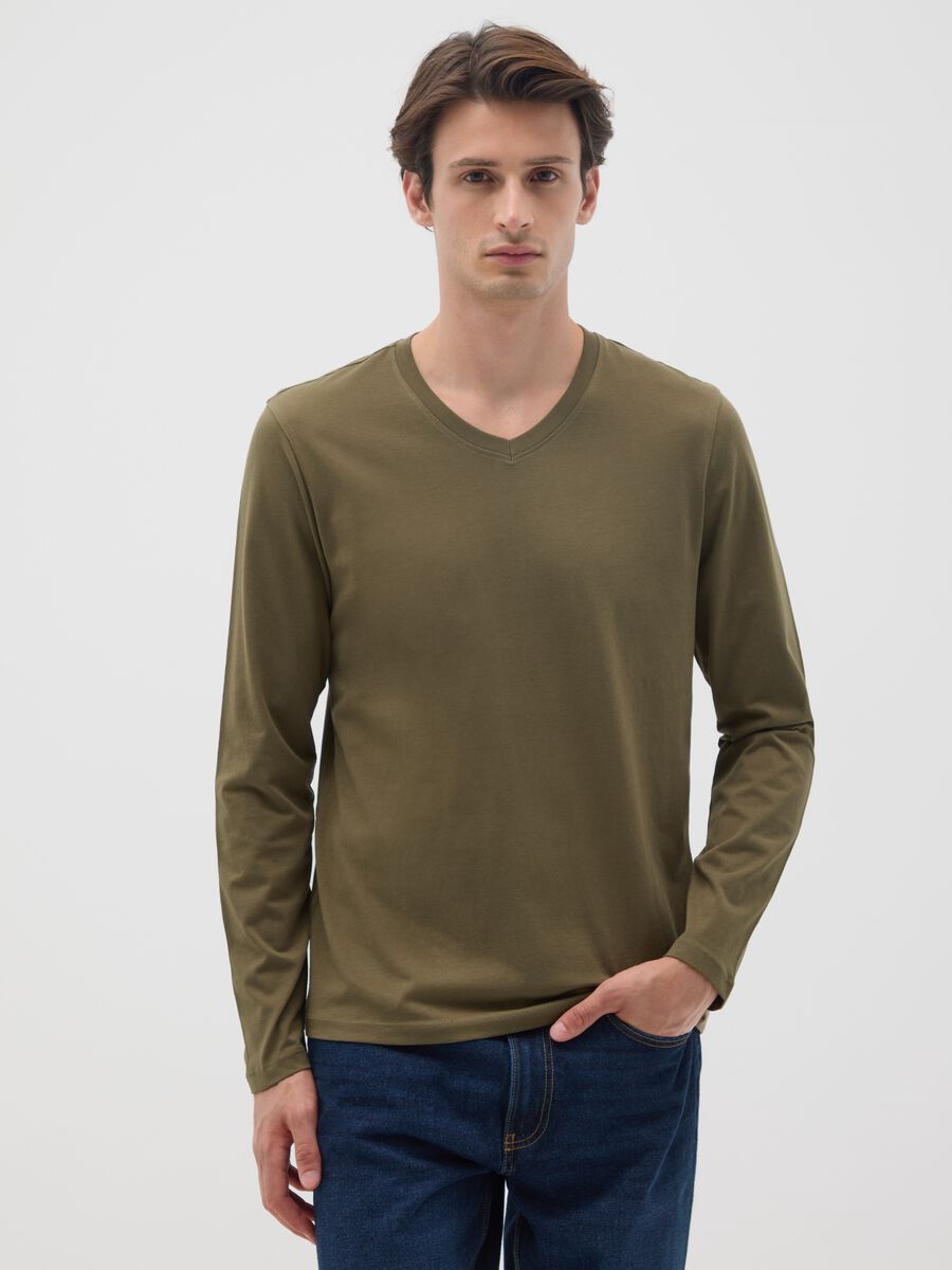 T-shirt in puro cotone verde regular fit_0