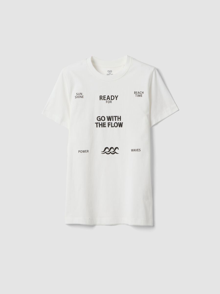 White pure cotton regular-fit boys&rsquo; T-shirt with prints_0