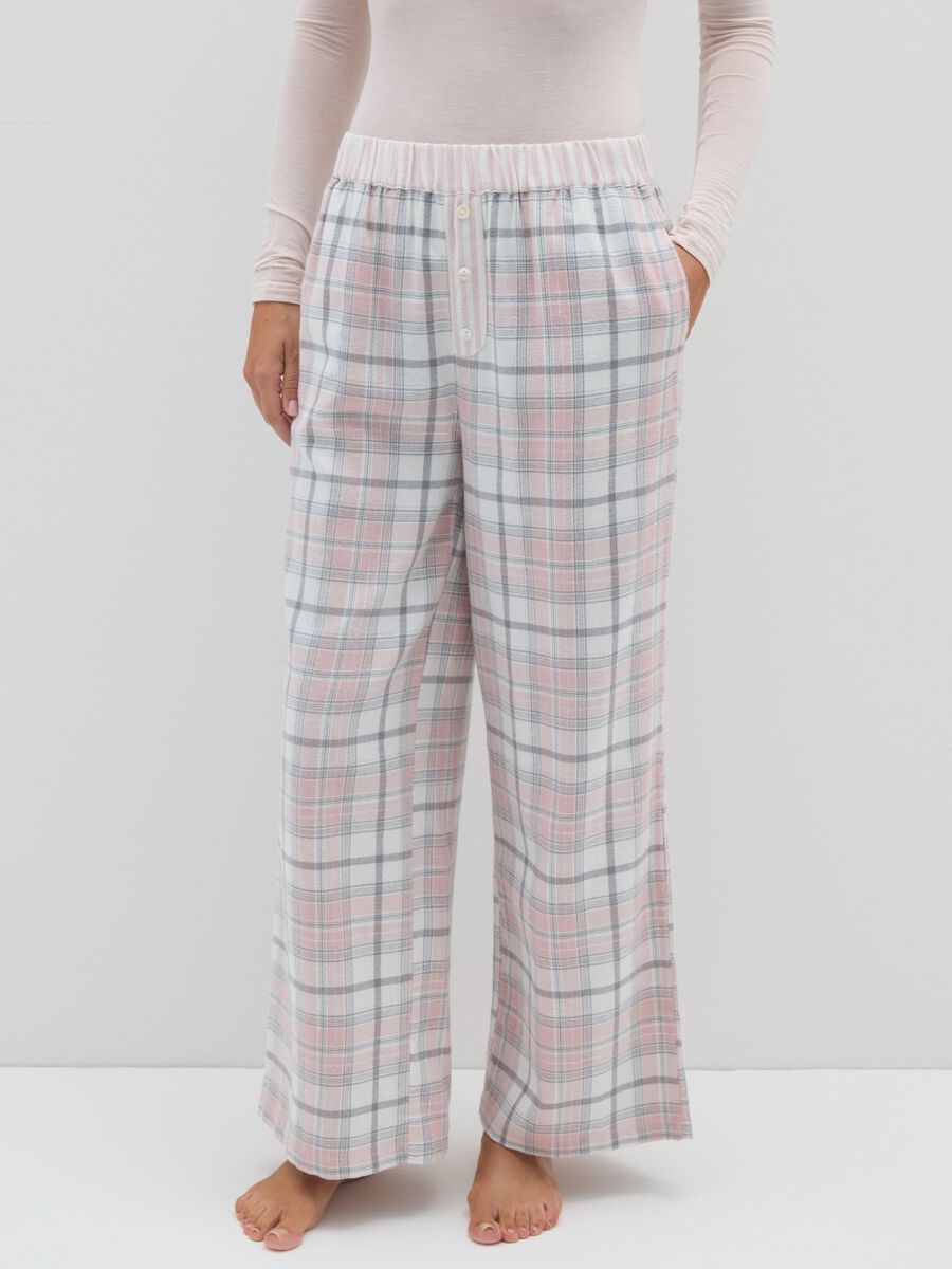 Pantaloni pigiama in misto cotone multicolor regular fit_1