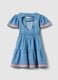 Girls' regular fit blue denim pure cotton dress with ruffles_1