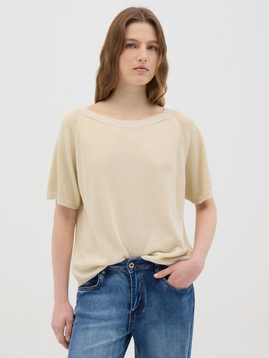 Women's multicolour regular fit top with boat neckline_0