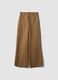 Brown linen-viscose blend wide-leg trousers with structured waistband_4