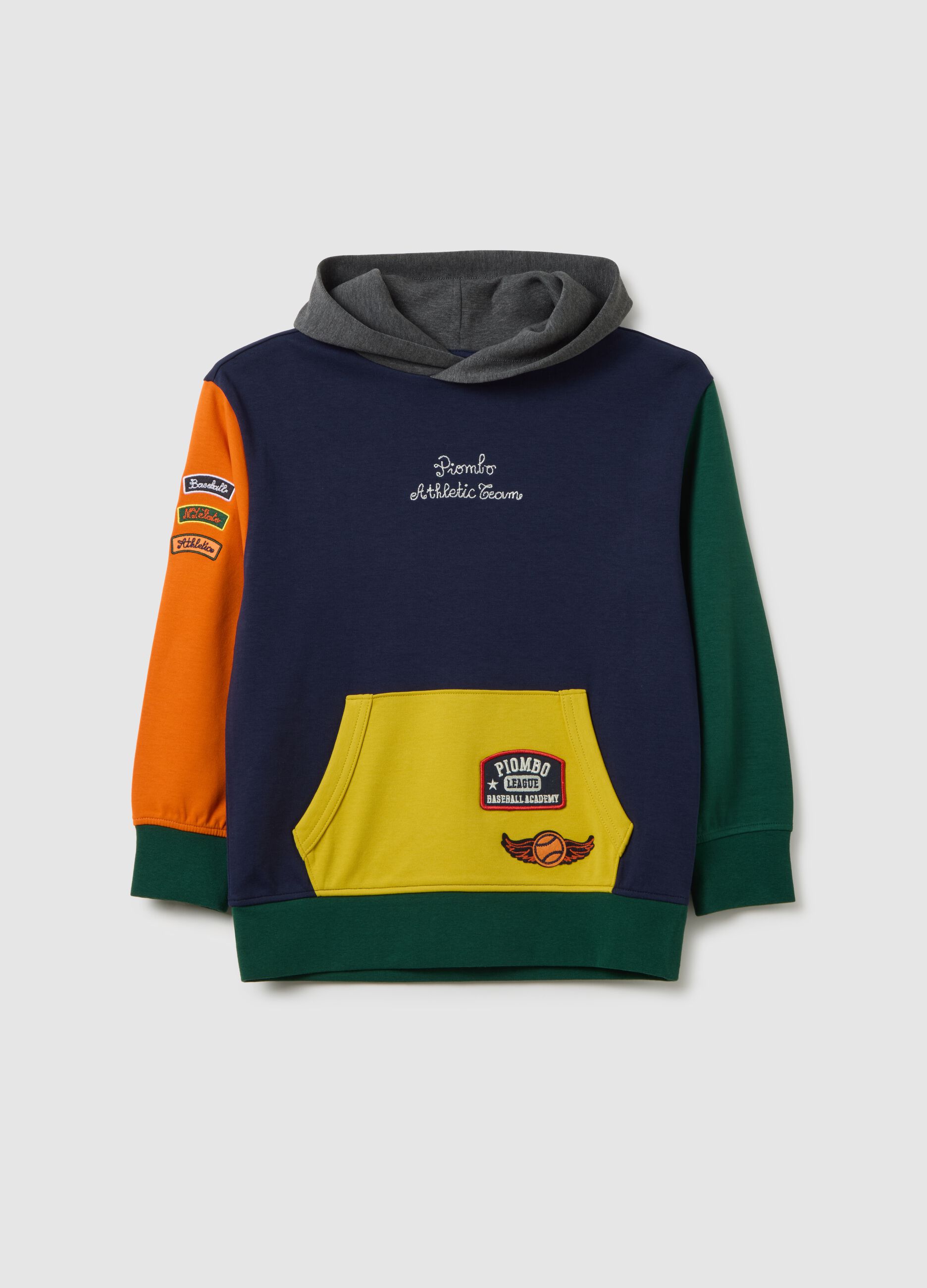 Felpa da bambino in misto cotone multicolor regular fit