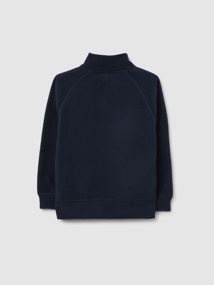 Felpa blu con collo alto e full zip da bambino over fit_1