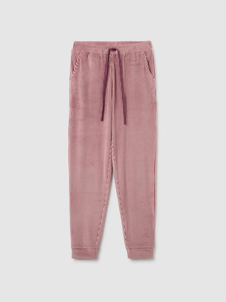 Pink striped pyjama trousers with adjustable drawstring_0