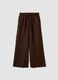 Brown pure linen drawstring trousers, straight fit_4