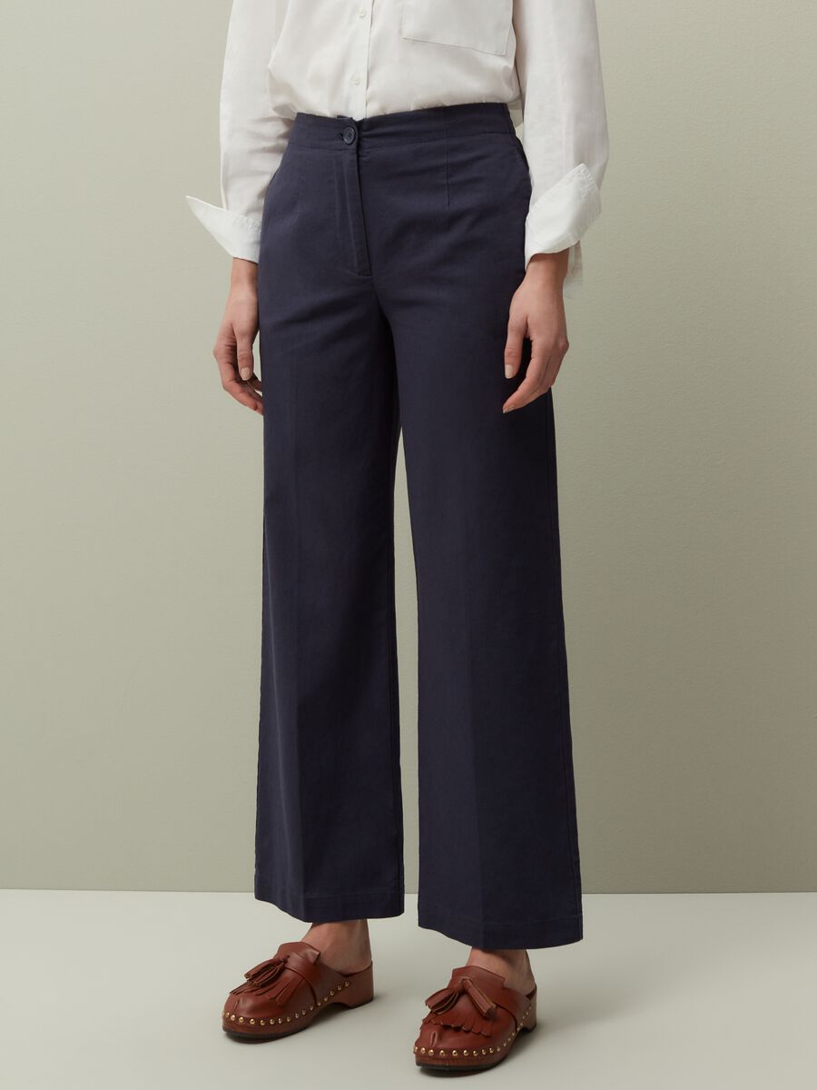 Wide-leg trousers in linen and cotton_1